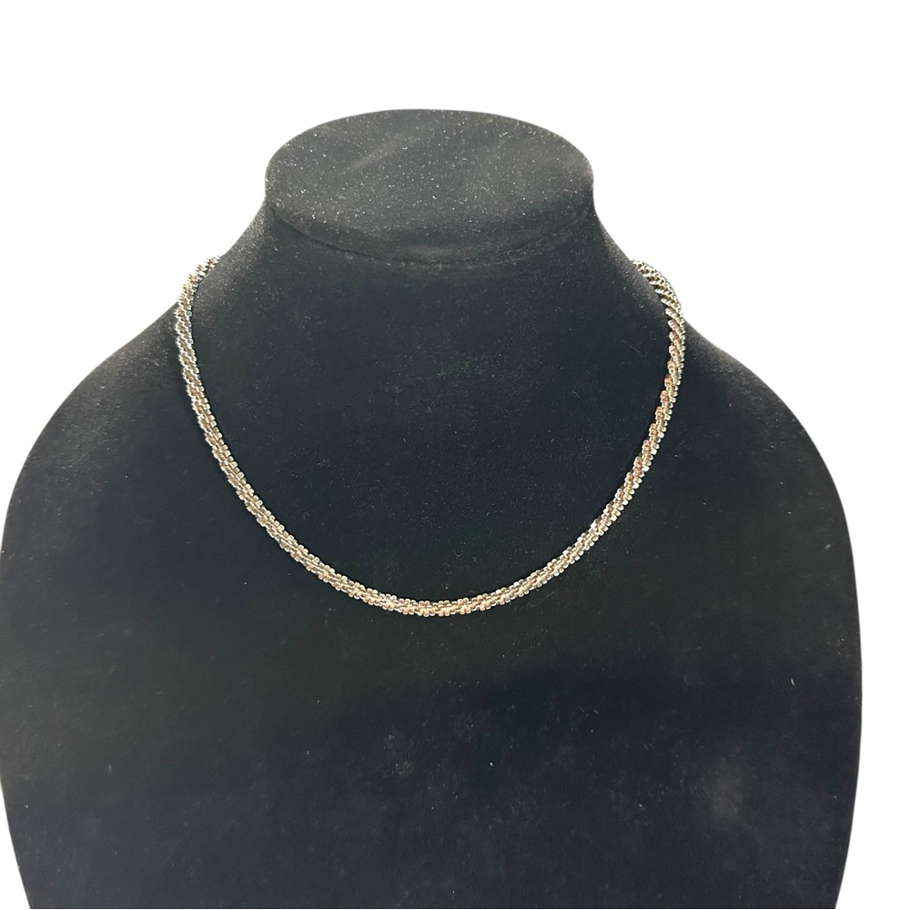 Vtg Italy 925 Silver Granulated Bead Twist Rope Chunky Chain Necklace 16” 21 g